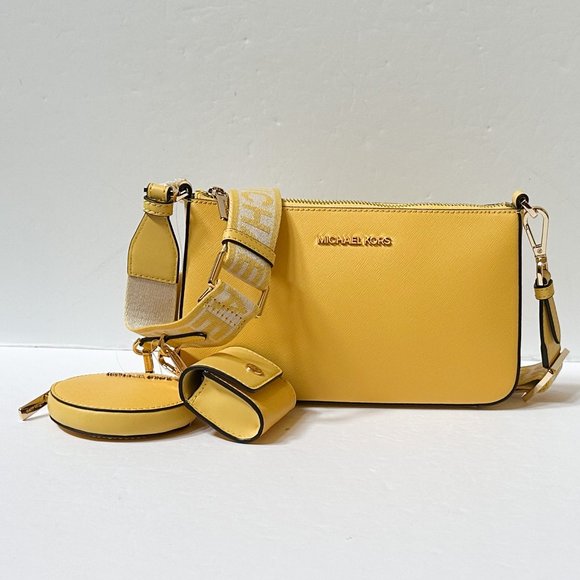 Michael Kors Jet Set Travel Small Crossbody Bag Teach Attached Daffodil - Picture 2 of 13